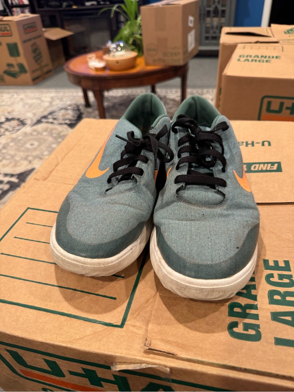 Nike Men's Teal and Orange Low-Top Sneakers